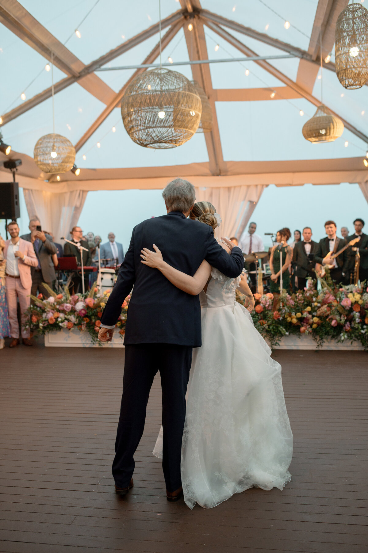 rattan wicker pendants, market lights, white planter box, ivory side pole panels (11)