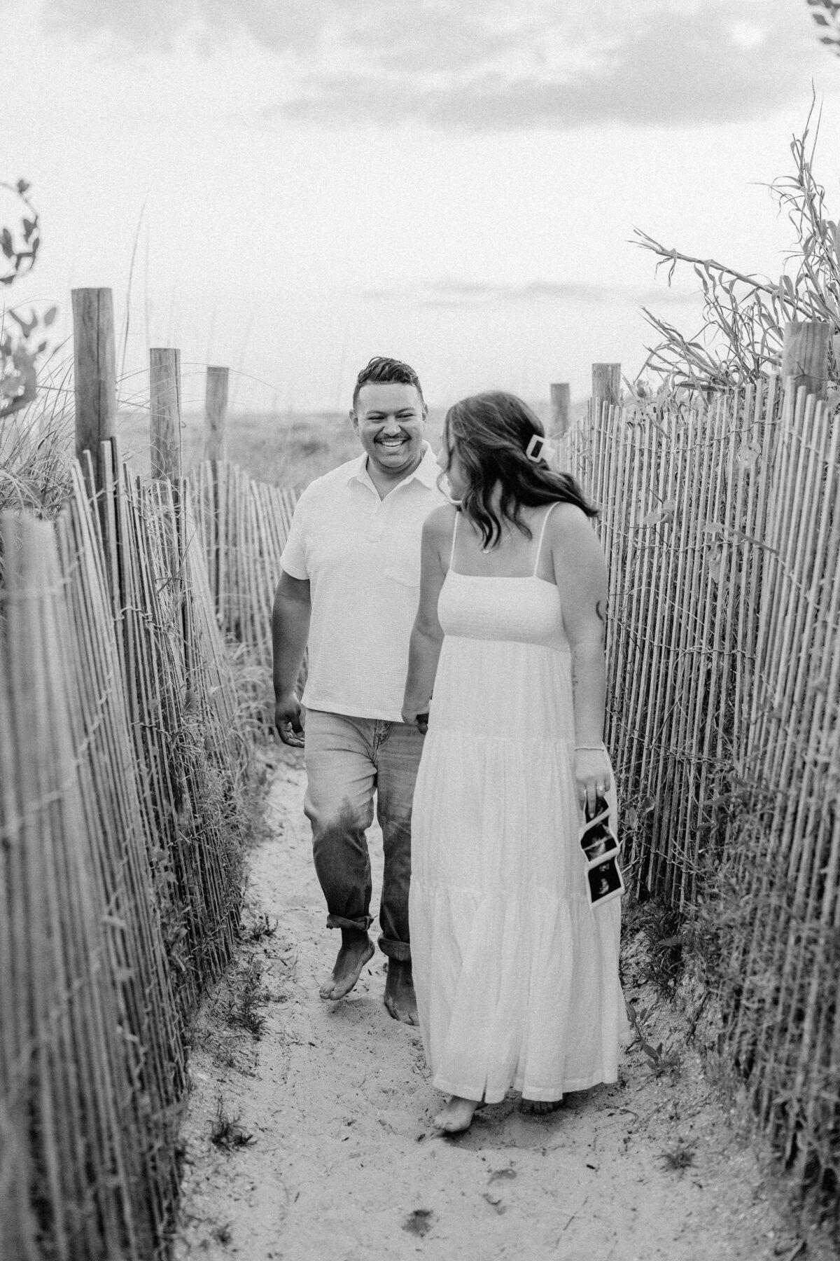 Sweet and calm maternity session on Wrightsville Beach at sunset, Wilmington NC