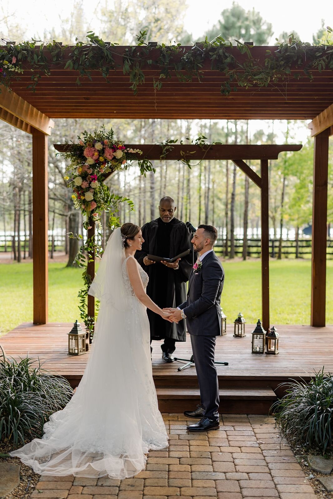 Bride with Groom at Wedding Ceremony Club Lake Plantation Apopka Florida