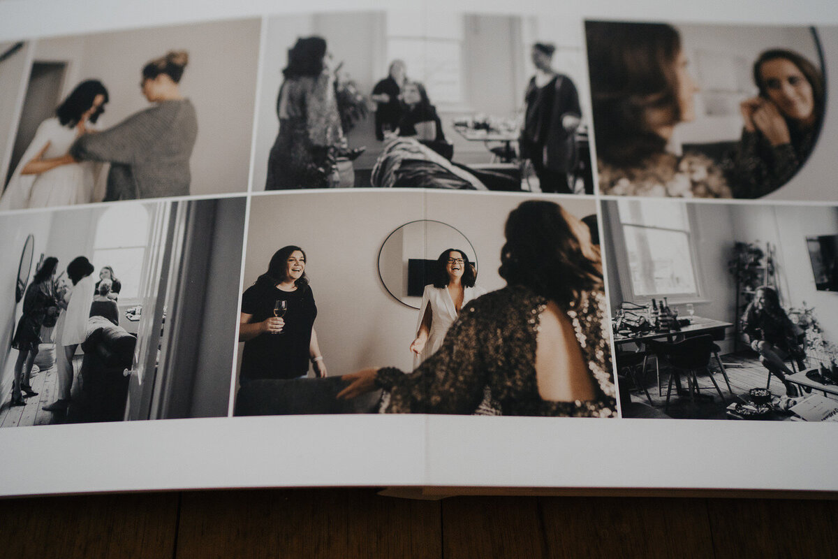 flat lay design of fine art melbourne wedding album