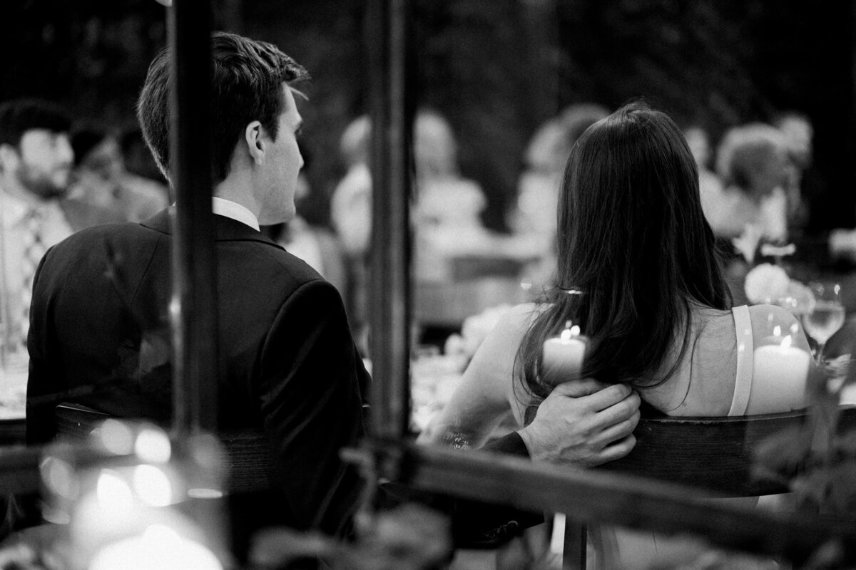 aurora brooklyn candid photo of bride and groom in black and white