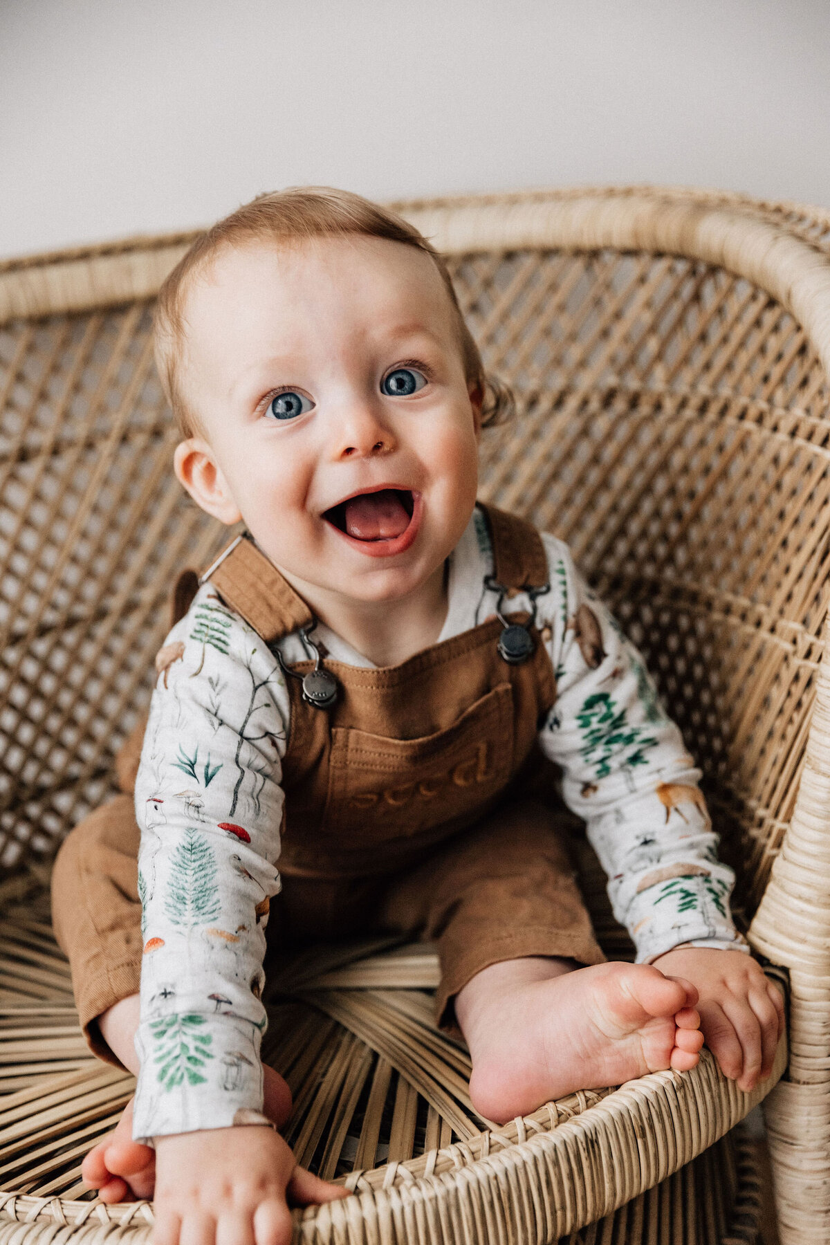 Laughing baby boy at studio mini portrait session