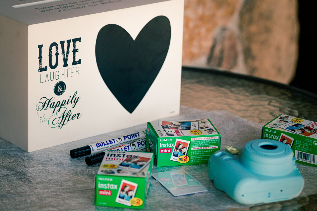 Wishing well box and instant cameras