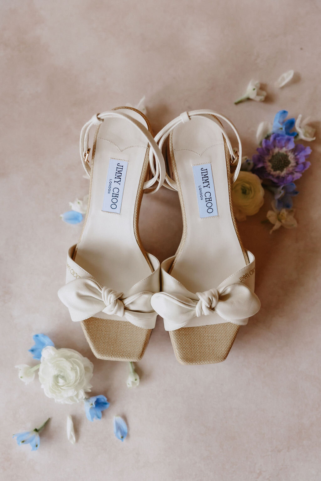 Jimmy Choo Shoes wedding detail flat lay for bridal