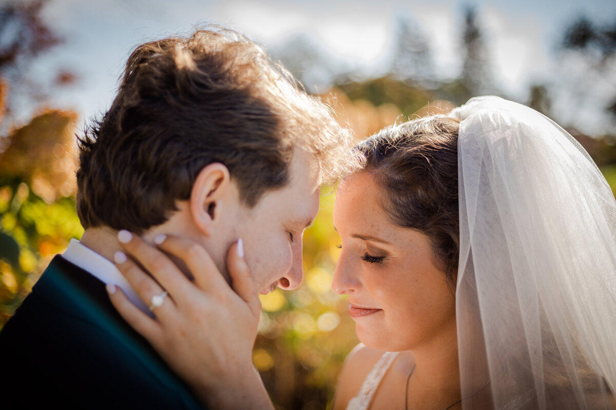 A Bride and groom portrait on their wedding day.