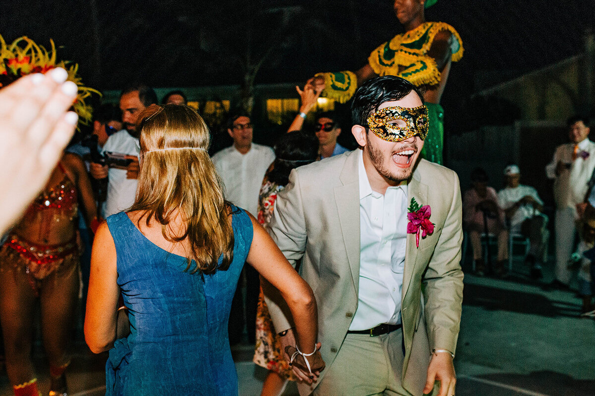 guests dancing during la hora loca at wedding