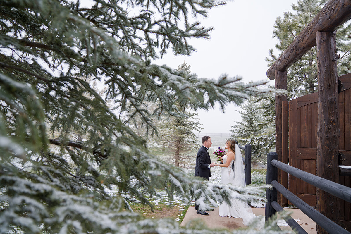 Snowy Wedding Spruce Mountain Ranch