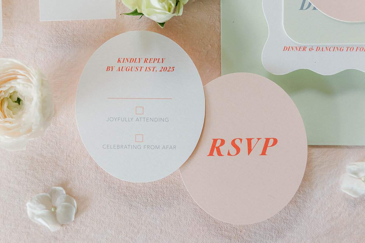 round-rsvp-card-flatlay-blush-mint-wedding-suite