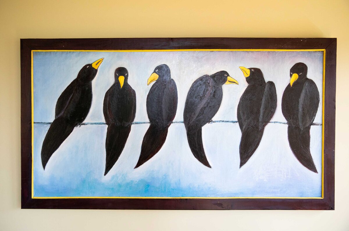 Crows on a wire painting, Zigbone Farm Retreat, Maryland