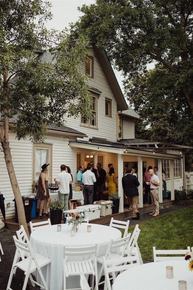 Rehearsal dinner at the Terry Guesthouse, a micro wedding venue at historic home in Longmont, Colorado