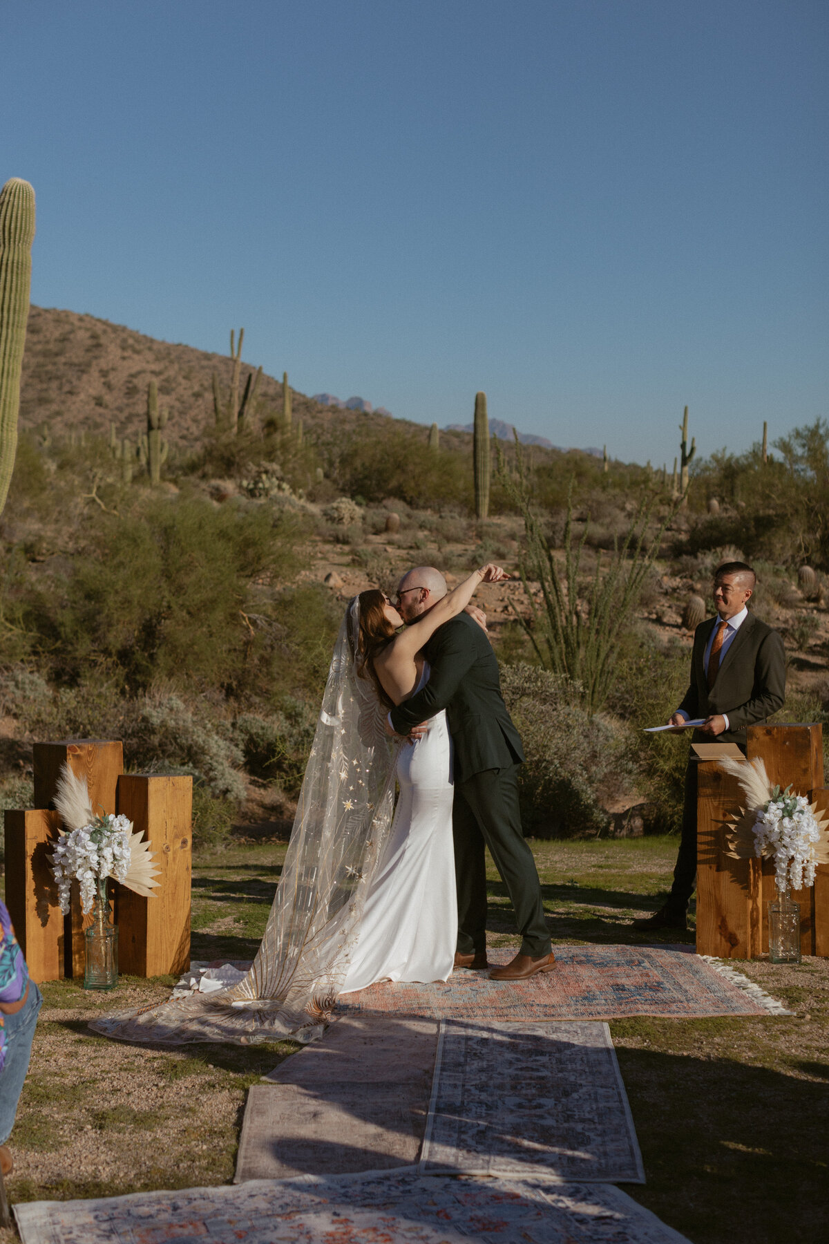 Desert Wedding Ceremony in the Saguaros In Arizona 