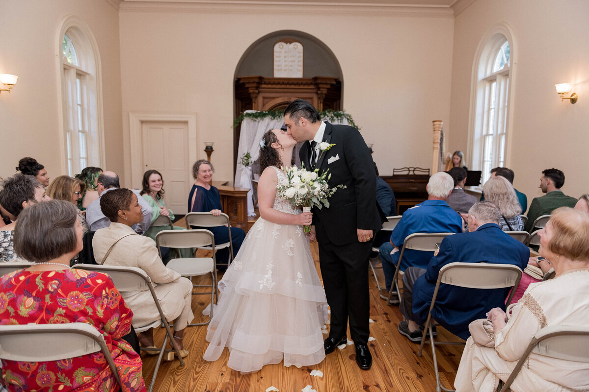Romantic wedding couple portrait in garden
