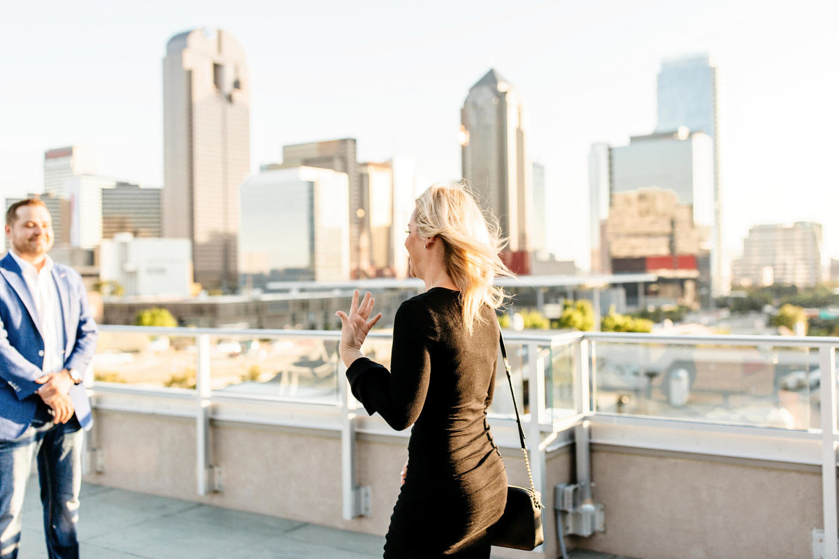 Eric & Megan - Downtown Dallas Rooftop Proposal & Engagement Session-14