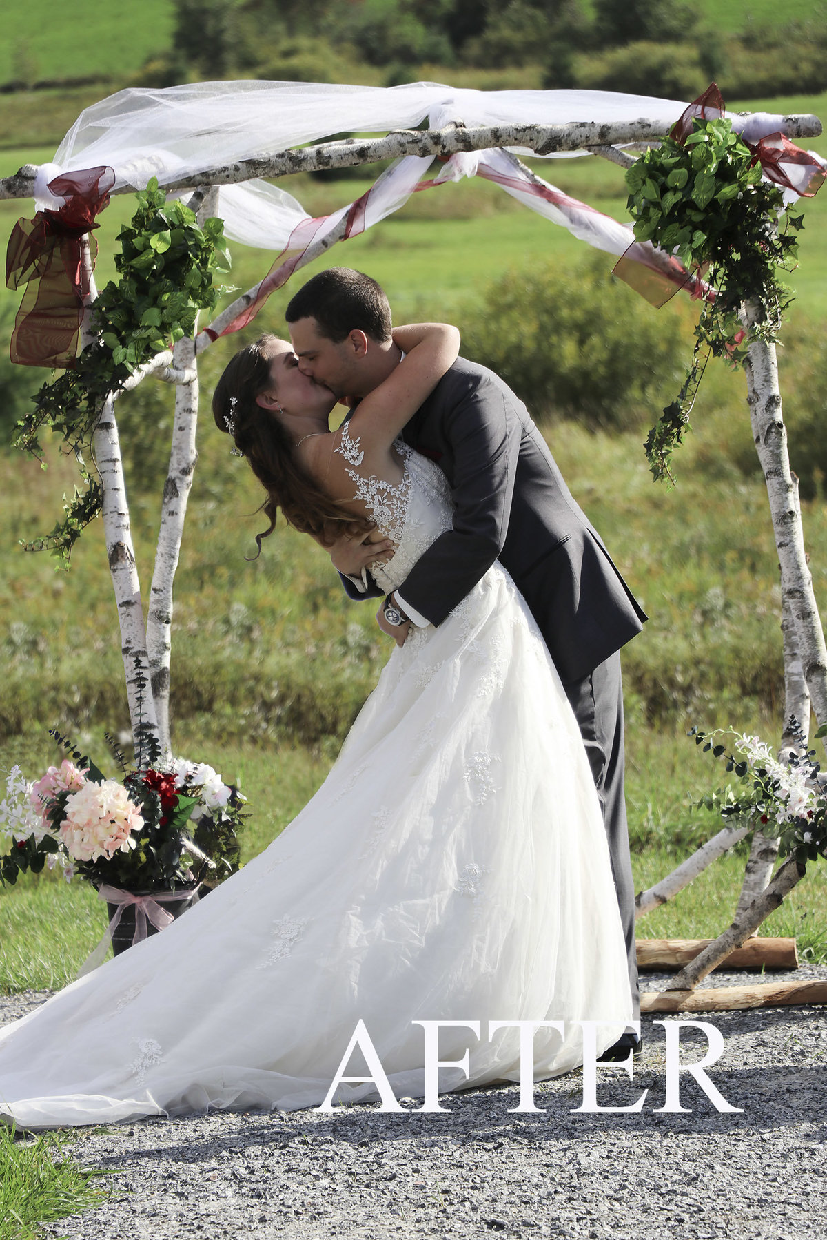 wedding picture restoration to remove officiant photo bomb