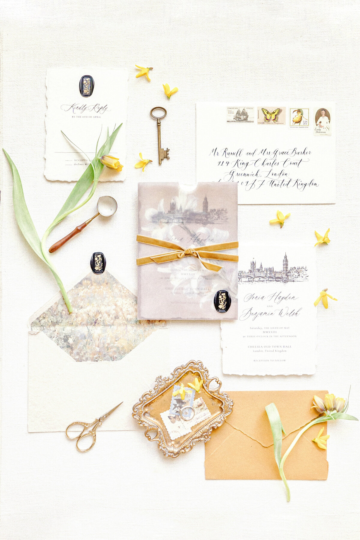 01 London_wedding_elopement_invitation_flatlay_yellow_gold_victoria_amrose (1)