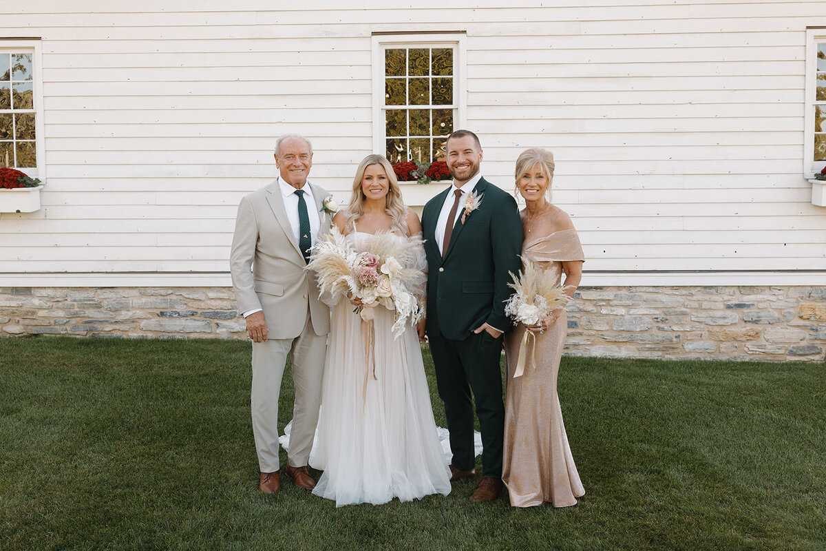 Family photo outside the chapel