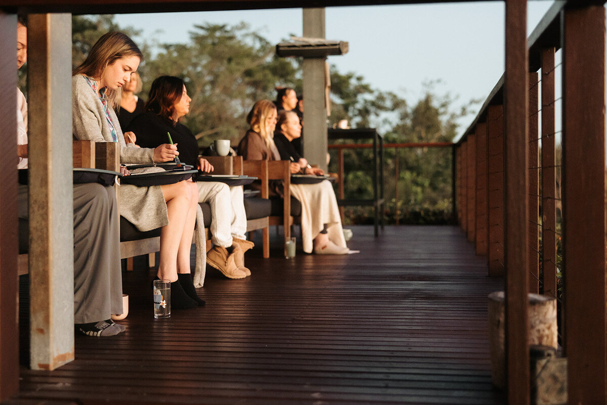 Mindful sunrise painting at a health retreat sunshine coast