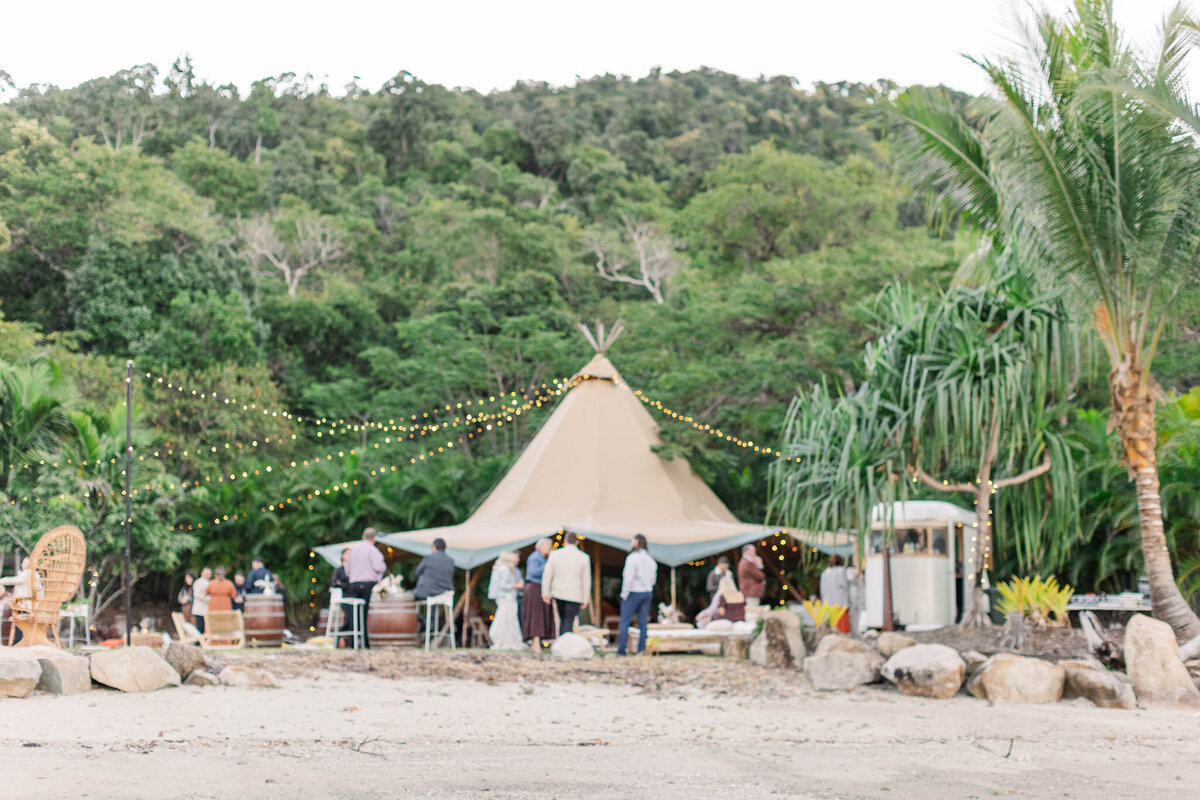 A TeePee sets the stage for a relaxed Sunday wedding at freedom shores