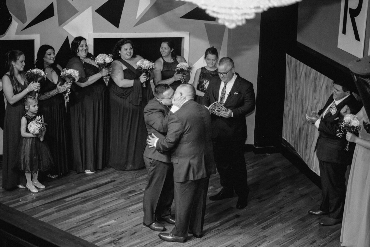 Couple first kiss