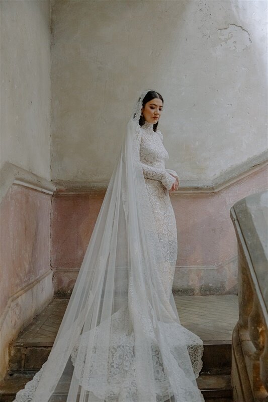 All lace wedding gown by Watters, worn by Sydney Watters
