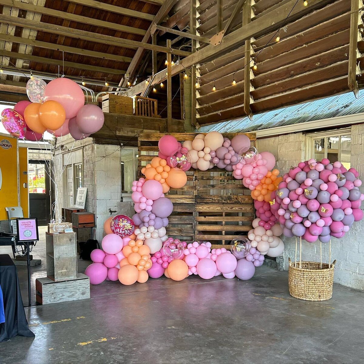 pink and orange balloons for birthday party in Seattle and the PNW