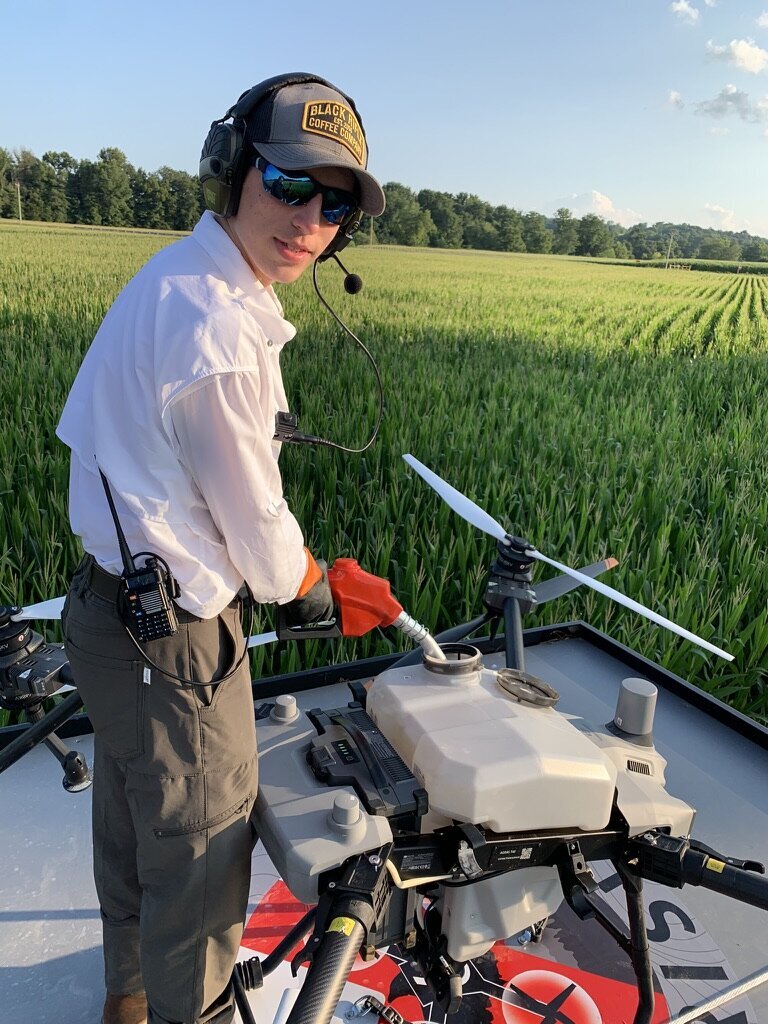 Raven 6 Rising refueling agriculture crop -spraying drones.