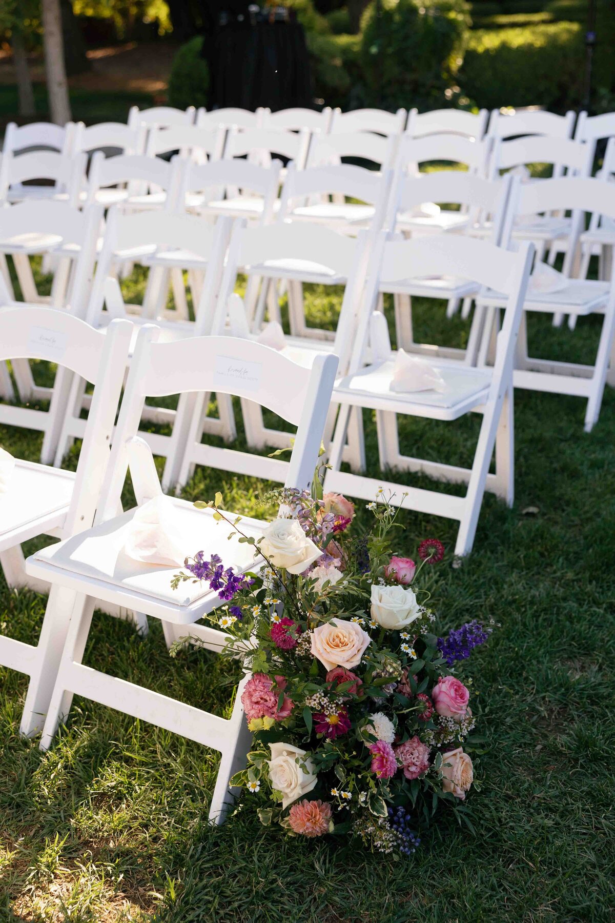 ceremony florals at park winters california