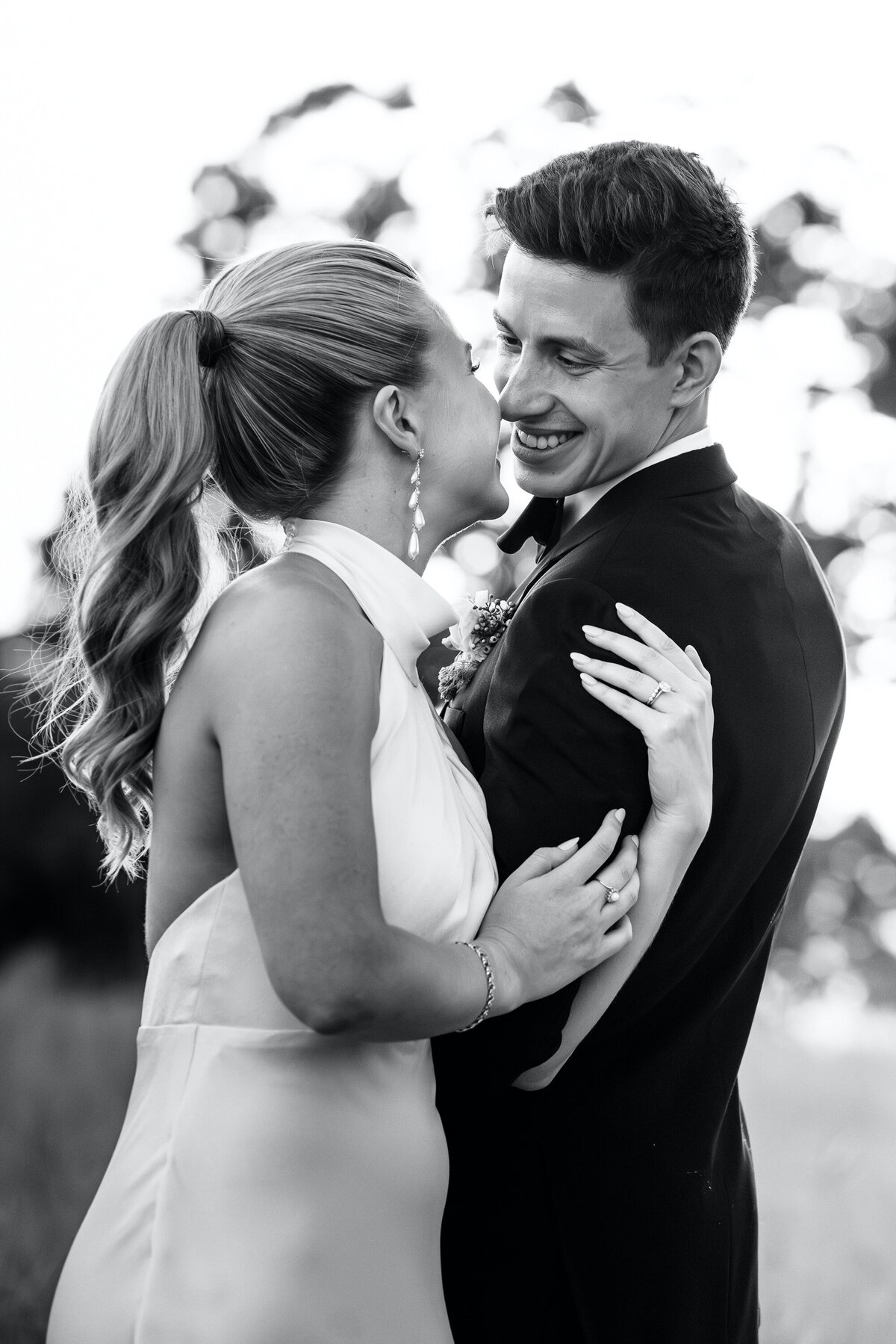 Bride-Groom-Hair-Ponytail-Halter-Dress