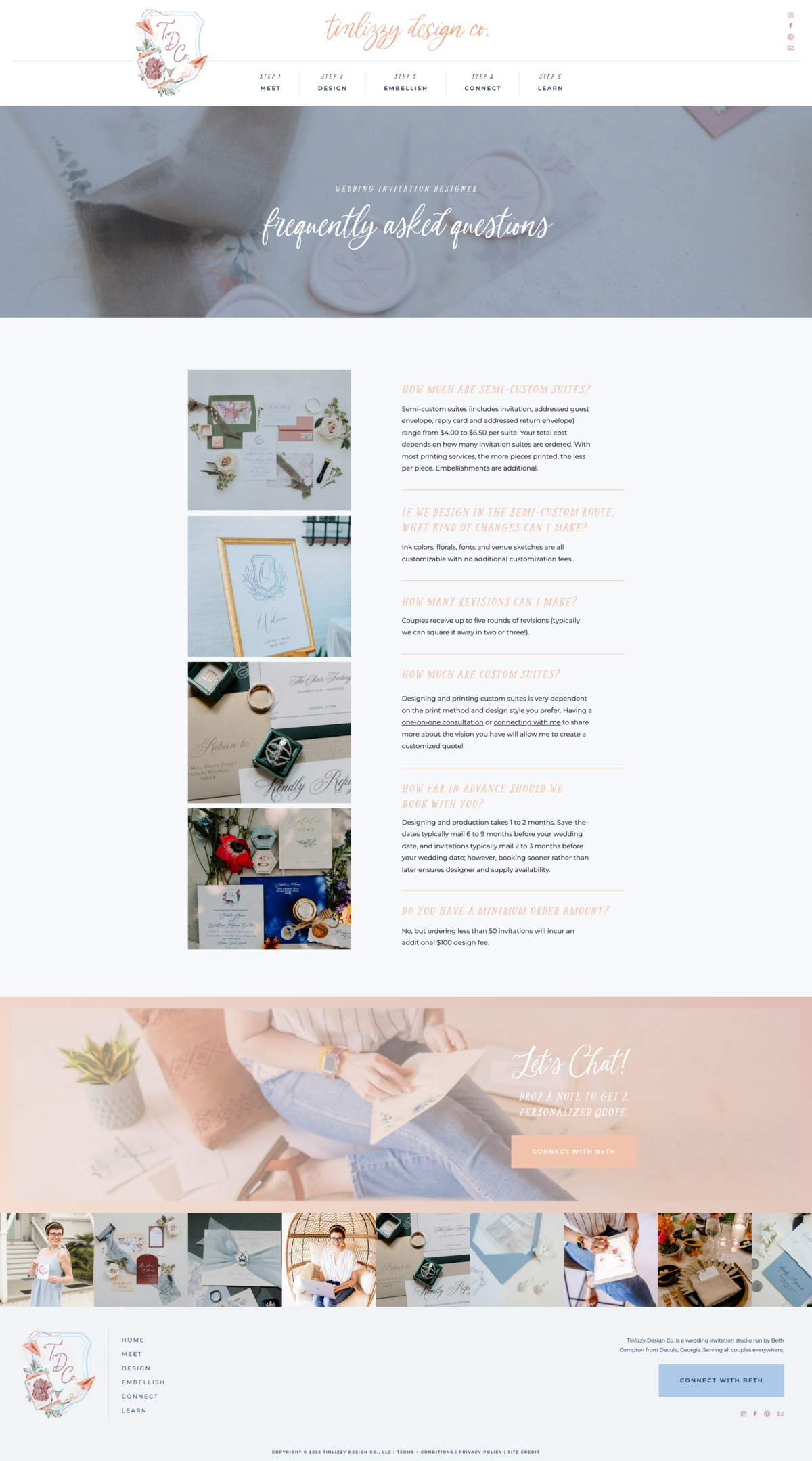 a mockup of a whimsical website design for a stationery designer