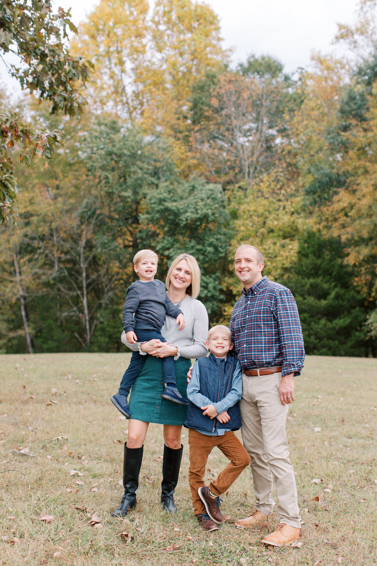 family posing together at Greenway Farms in Chattanooga