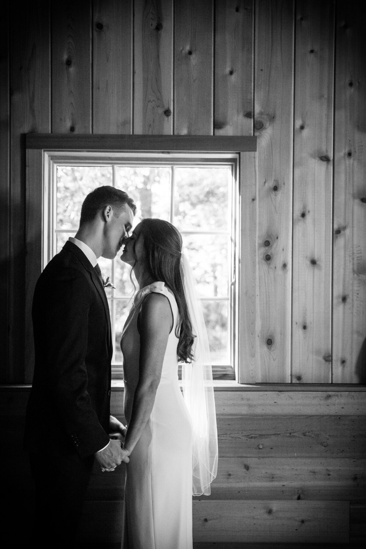 bride and groom kissing