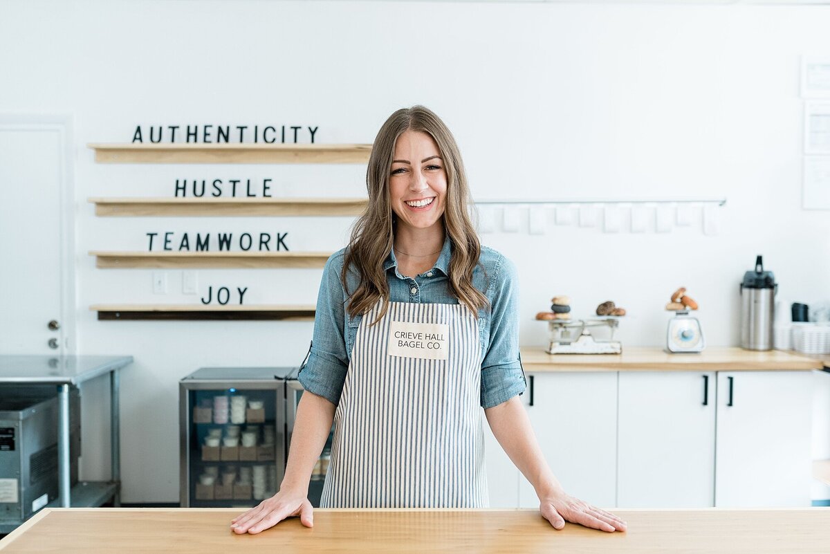Branding Photography Portraits for Small Business Owners Crieve hall bagel co by Dolly DeLong Photography