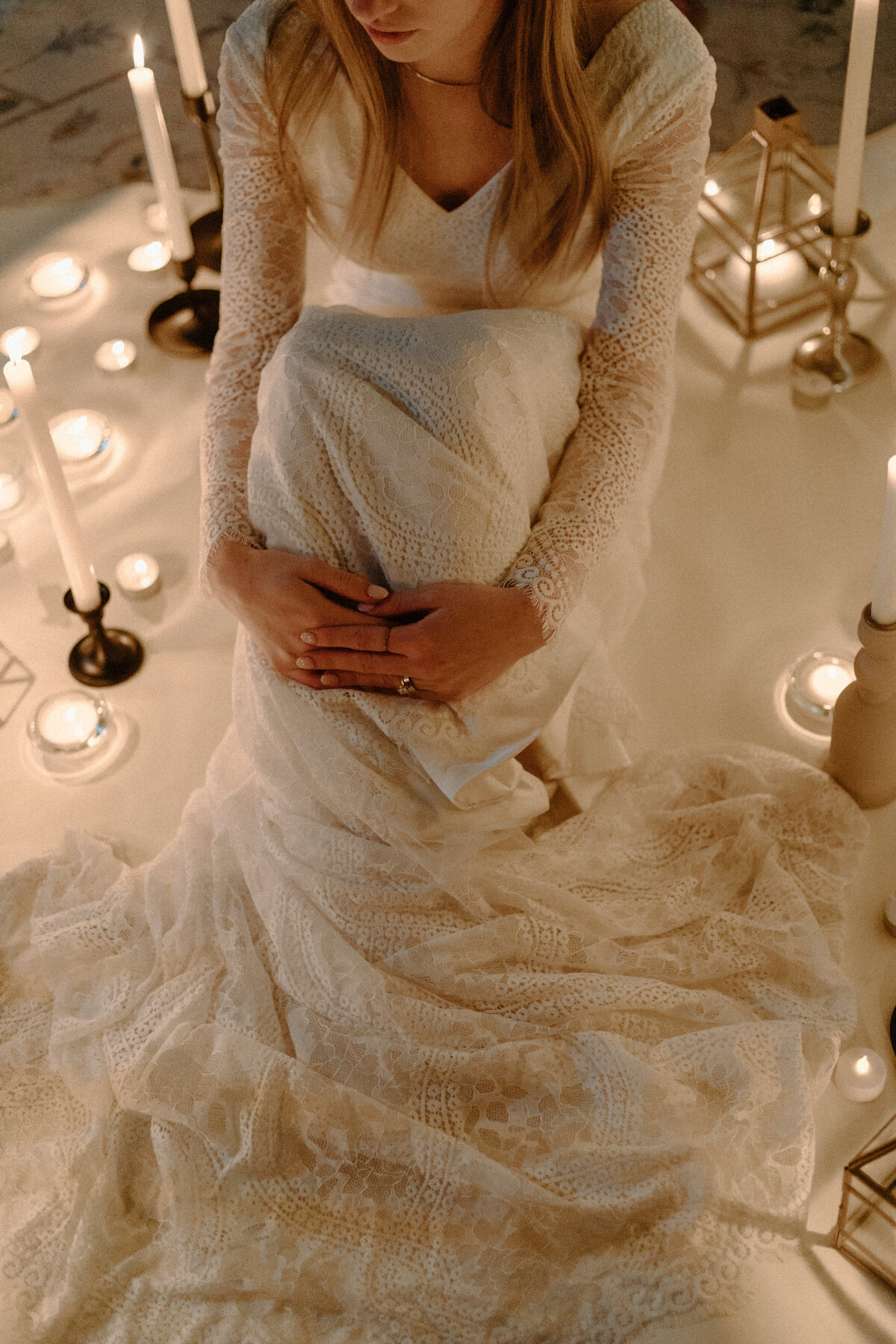 candlelight bridal photos