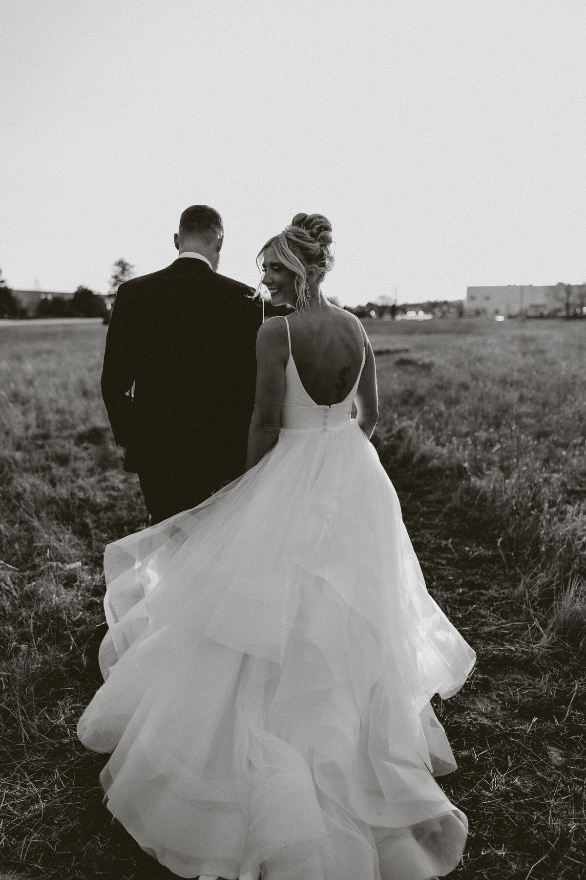 Bride and Groom in Montana during sunset hour 