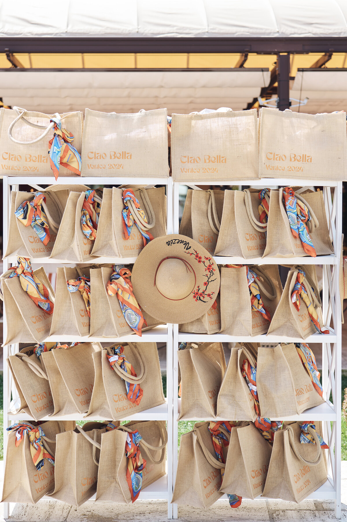 Party favors at a wedding at Hotel Cipriani in Venice