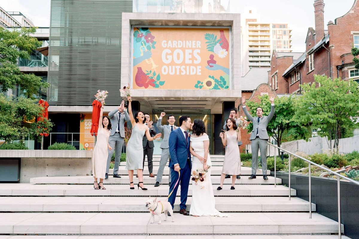 Bride and Groom Wedding Party Portraits on Wedding Day Portraits University of Toronto Law  Gardiner Museum Elopement Jacqueline James Photography