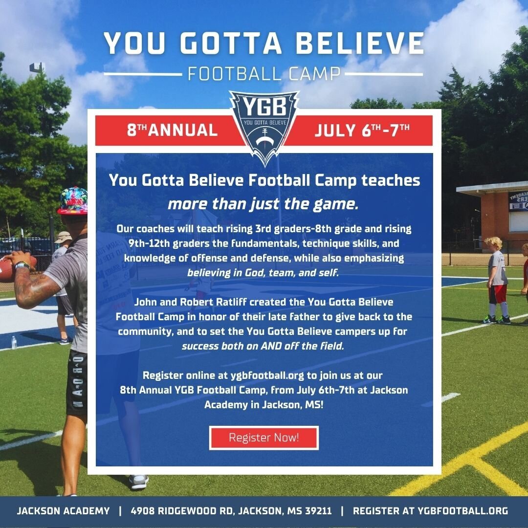 Graphic for the You Gotta Believe Football Camp