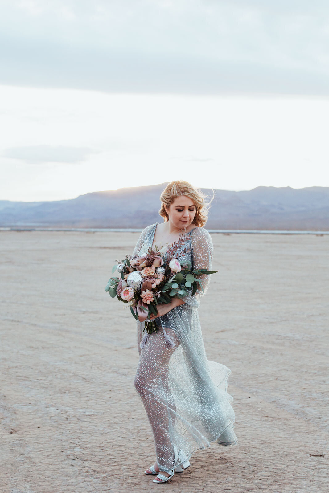 Bride in the Las Vegas desert