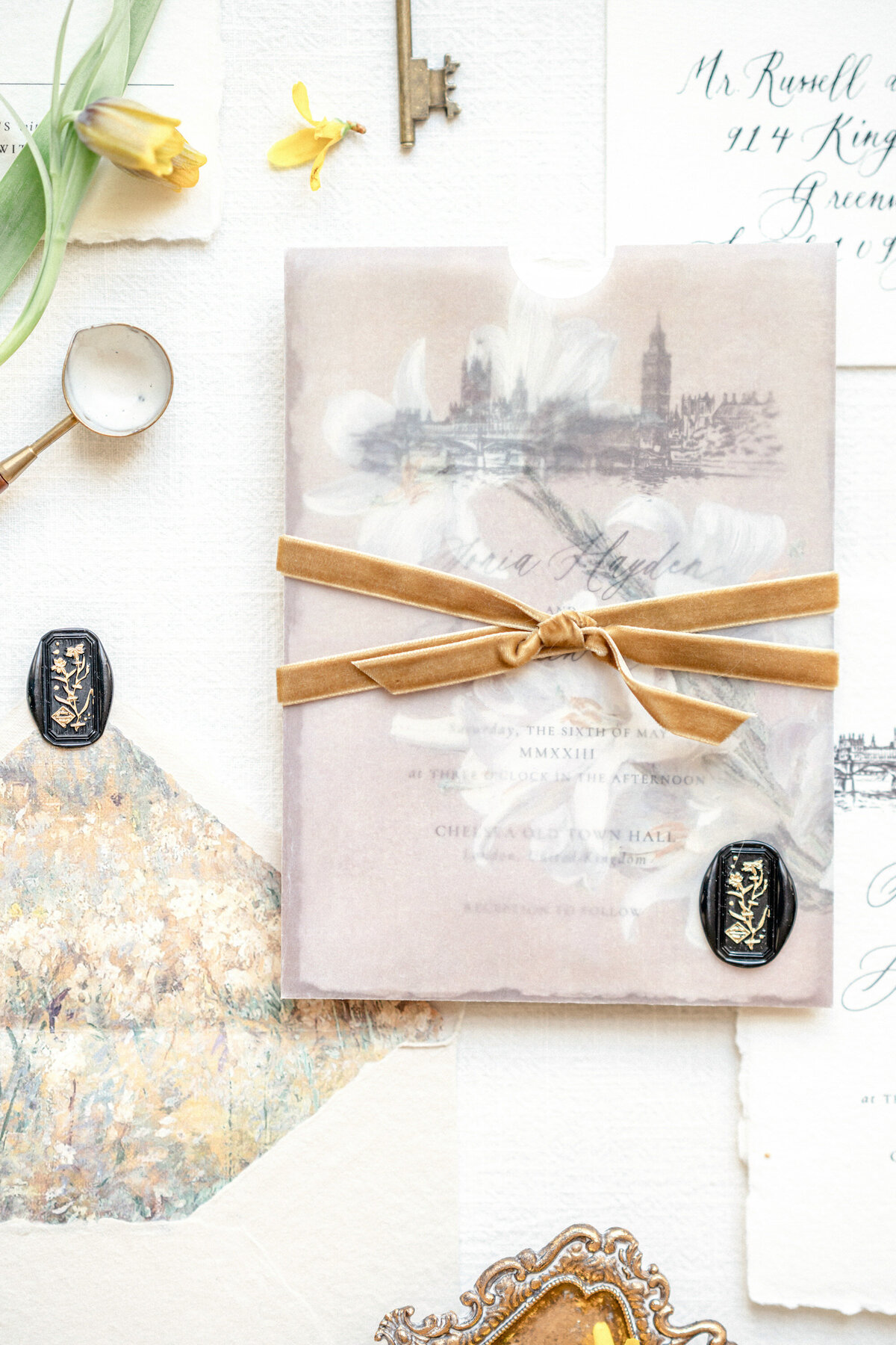 01 London_wedding_elopement_invitation_flatlay_yellow_gold_victoria_amrose (7)