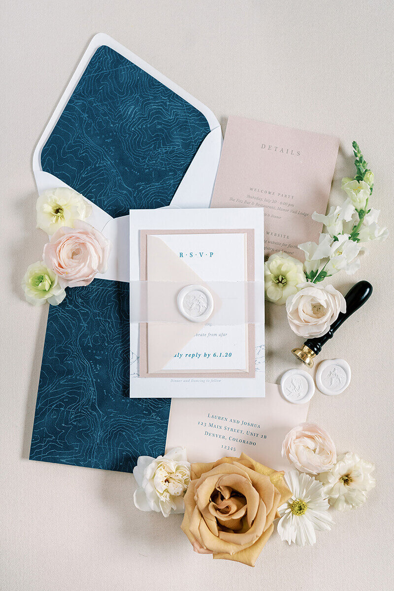 Velvet Topographical Mountain Wedding Invitation