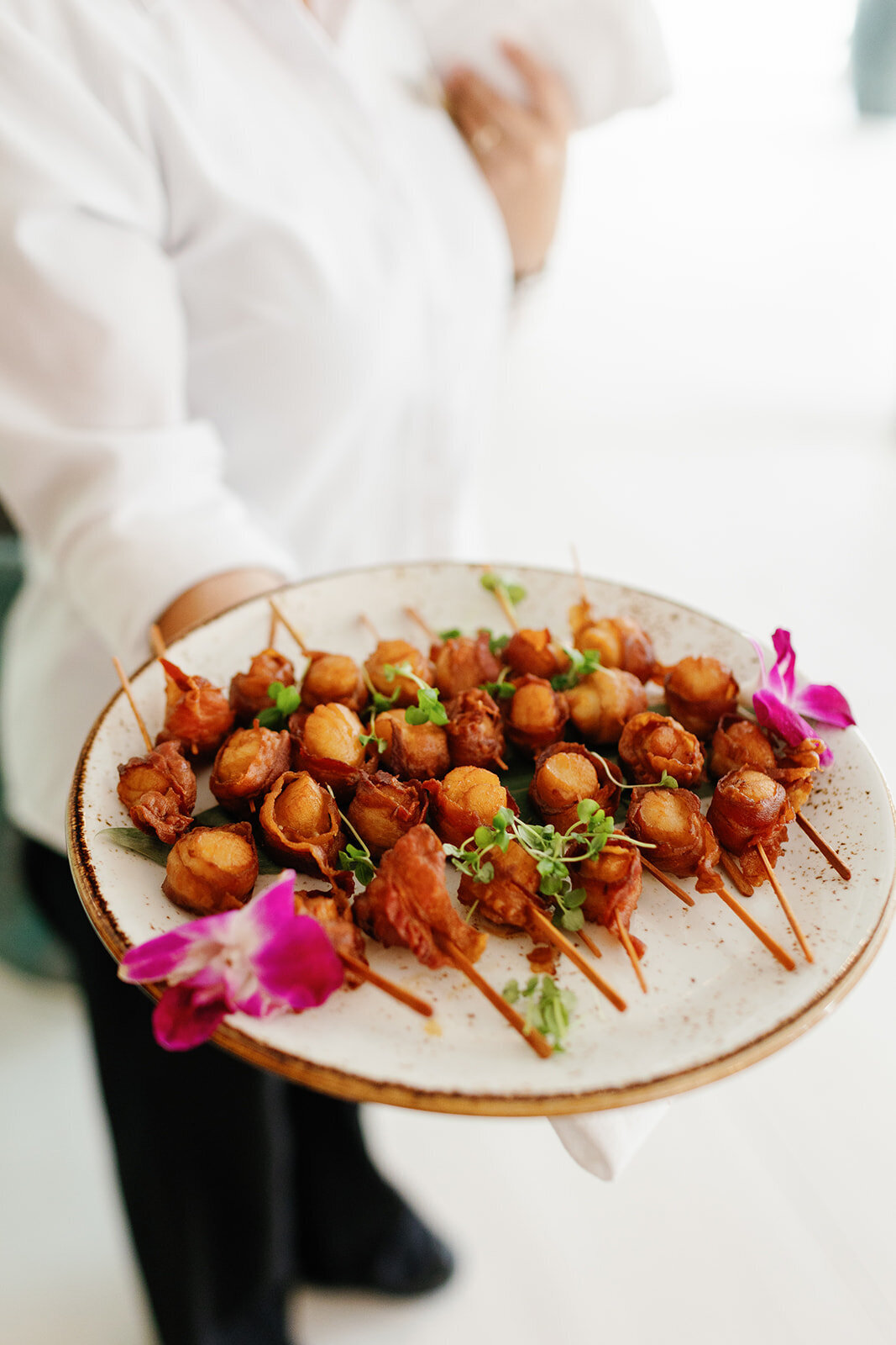 A delicious display of gourmet wedding appetizers served at Brenda & Stephen’s Cheeca Lodge reception.