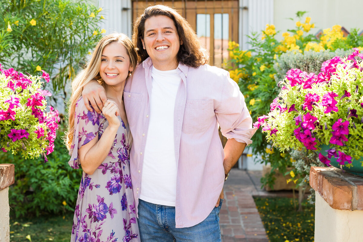 couple posing together in old town Scottsdale
