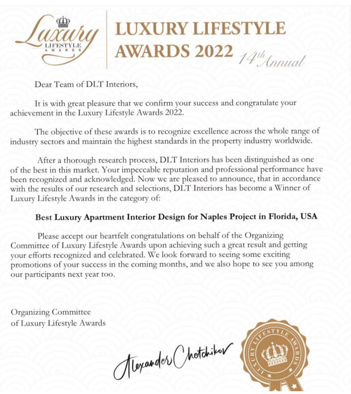 Miami Interior Design-Lifestyle Luxury Interiors-Award