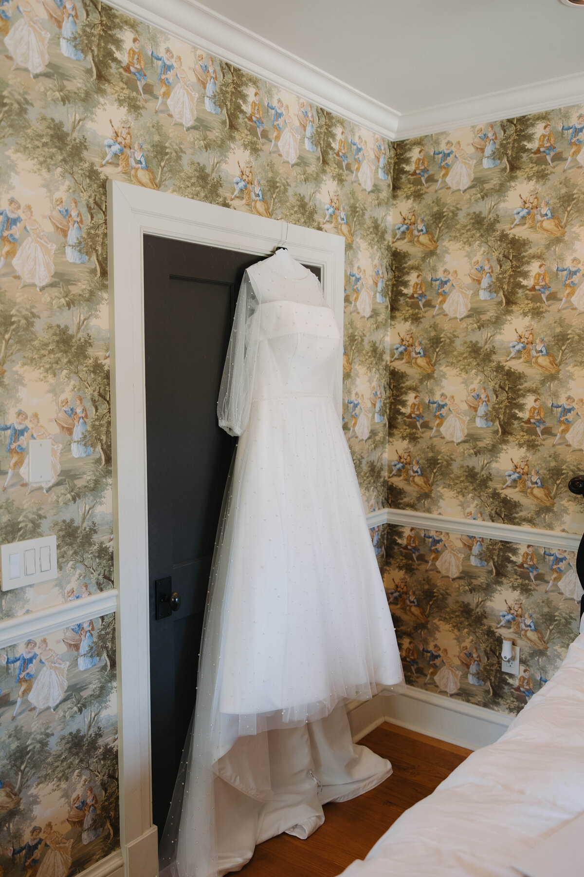 wedding dress hanging up picture