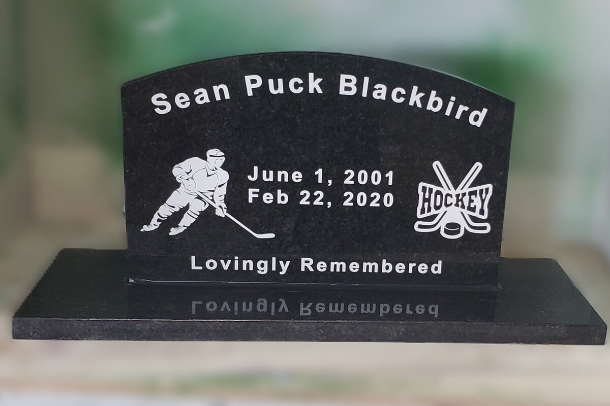 hockey player engravings for headstones Canada