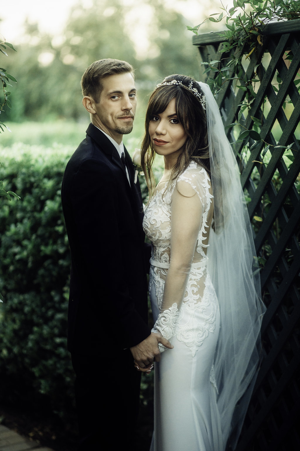 Wedding Photograph Of Bride And Groom Holding Each Other Side View Los Angeles