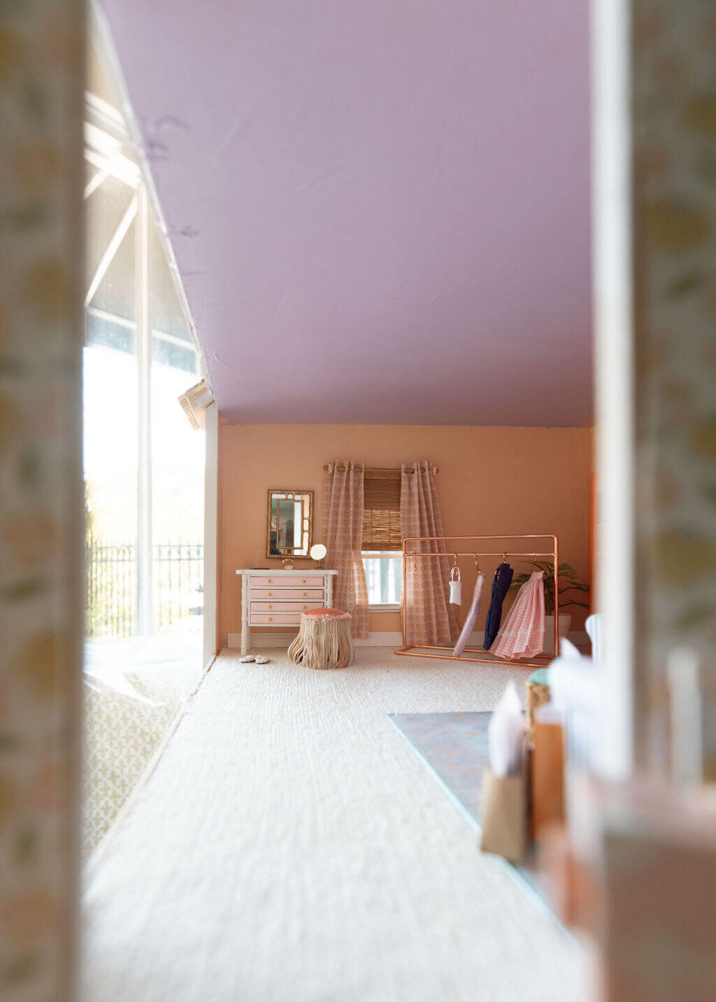 oyster creek studios petite palm beach dollhouse orange and purple ceiling with dresser