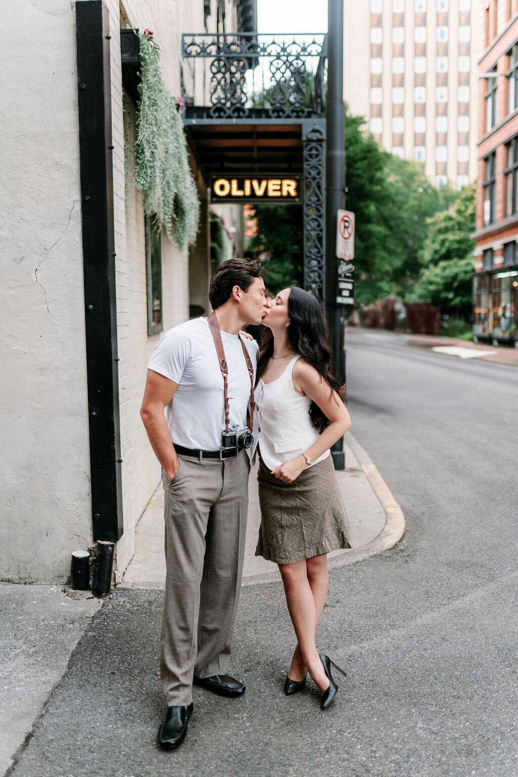 romantic film downtown engagement photos knoxville tennessee-26