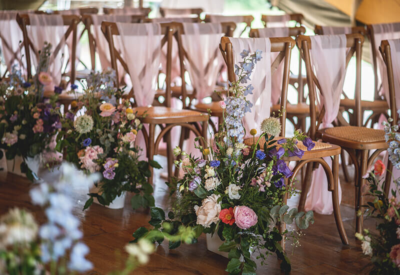 Wedding ceremony chair flowers 87