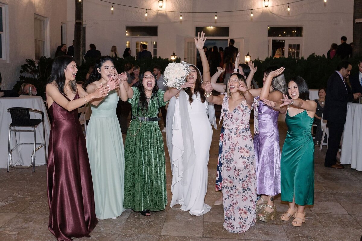Wedding party having a fun time at Casa Marina Hotel Wedding Reception